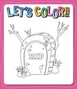 Worksheets template with letÃ¢â¬â¢s color!! text and grave outline