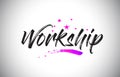 Workship Handwritten Word Font with Vibrant Violet Purple Stars and Confetti Vector