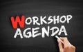 Workshop Agenda text on blackboard