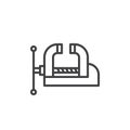 Workshop Bench Vise, Clamp line icon, outline vector sign, linear style pictogram isolated on white.