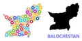 Workshop Collage Map of Balochistan Province with Colorful Gears Royalty Free Stock Photo