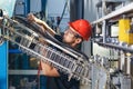 Workshop with extruders for the production of plastic bottles Royalty Free Stock Photo