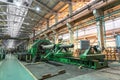 Workshop factory interior with machines, industrial lathes and steel manufacturing processing metal production Royalty Free Stock Photo