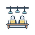 Color illustration icon for Workshop, lamp and student Royalty Free Stock Photo