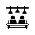 Black solid icon for Workshop, lamp and student Royalty Free Stock Photo