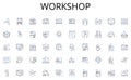 Workshop line icons collection. Analysis, Strategy, Planning, Implementation, Optimization, Accounting, Budgeting vector Royalty Free Stock Photo