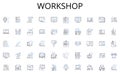 Workshop line icons collection. Interactive, Online, Distance, Knowledge, Flexible, Accessible, Virtual vector and