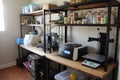 A well-organized workshop with 3D printers and various tools for creation and manufacturing Royalty Free Stock Photo