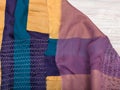 Not hemmed stitched silk patchwork scarf Royalty Free Stock Photo
