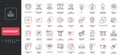 Workshop, team building and problem presentation, brainstorm, gamification line icon set