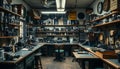Workshop tools interior, artisan space and craft equipment, Stock Photo, Generative AI Royalty Free Stock Photo