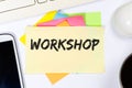 Workshop training learning teaching seminar education business concept on a desk Royalty Free Stock Photo