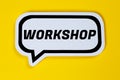 Workshop training learning teaching seminar education in a speech bubble business concept Royalty Free Stock Photo