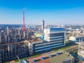 Workshops of a chemical plant. Chemical plant for the production of ammonia and nitrogen fertilizers. Ion for the daytime. The