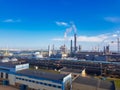 Workshops of a chemical plant. Chemical plant for the production of ammonia and nitrogen fertilizers. Ion for the daytime. The