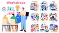 Workshops. Flat Vector Illustration Royalty Free Stock Photo