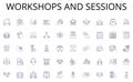 workshops and sessions line icons collection. Ideation, Inspiration, Conceptualization, Brainstorming, Planning