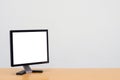 Workspace background, Blank white computer screen, monitor screen