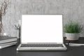 Workspace with blank laptop monitor white screen Royalty Free Stock Photo