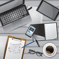workspace design flatlay. Vector illustration decorative design Royalty Free Stock Photo