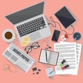 workspace design flatlay. Vector illustration decorative design Royalty Free Stock Photo