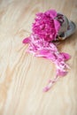 Workspace with diary, pen, vintage tray, pink rose, croissants and coffee on white background. Top view, flat lay Royalty Free Stock Photo