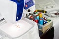 Workspace of the embroidery machine Royalty Free Stock Photo