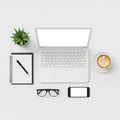 Workspace essentials isolated on white background Royalty Free Stock Photo
