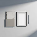Workspace features a tablet with a blank screen centered on a Royalty Free Stock Photo