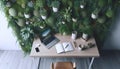 A workspace with living wall, Ai generated image Royalty Free Stock Photo