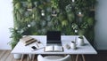 A workspace with living wall, Ai generated image Royalty Free Stock Photo