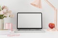 Workspace with mockup blank screen laptop computer Royalty Free Stock Photo