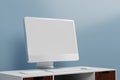 Workspace with mockup blank screen laptop computer. 3D Rendering Royalty Free Stock Photo