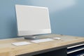 Workspace with mockup blank screen laptop computer. 3D Rendering Royalty Free Stock Photo