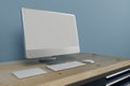 Workspace with mockup blank screen laptop computer. 3D Rendering Royalty Free Stock Photo