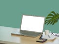 Workspace mockup with laptop at home