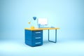 Workspace with pc desktop, table and mockup display Royalty Free Stock Photo