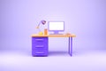 Workspace with pc desktop, table and mockup display Royalty Free Stock Photo
