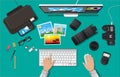 Workspace of photographer. Royalty Free Stock Photo