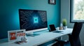 workspace setup with a computer displaying AI technology, symbolizing automation replacing human jobs