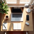 workspace still in scandinavian style in a calm from above Royalty Free Stock Photo