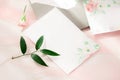 Workspace. Wedding invitation cards.