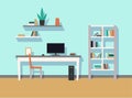 Flat light home work space Royalty Free Stock Photo