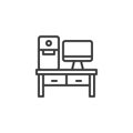 Workstation computer line icon