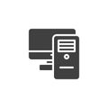 Workstation computer monitor vector icon