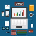 Workstation, flat design, icon vector Royalty Free Stock Photo