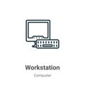 Workstation outline vector icon. Thin line black workstation icon, flat vector simple element illustration from editable computer Royalty Free Stock Photo