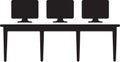 Workstation table with multiple computer monitors vector icon design for office or school Royalty Free Stock Photo