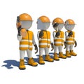 Workteam in special clothes, shoes and helmet Royalty Free Stock Photo