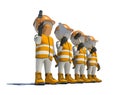 Workteam in special clothes, shoes and helmet Royalty Free Stock Photo